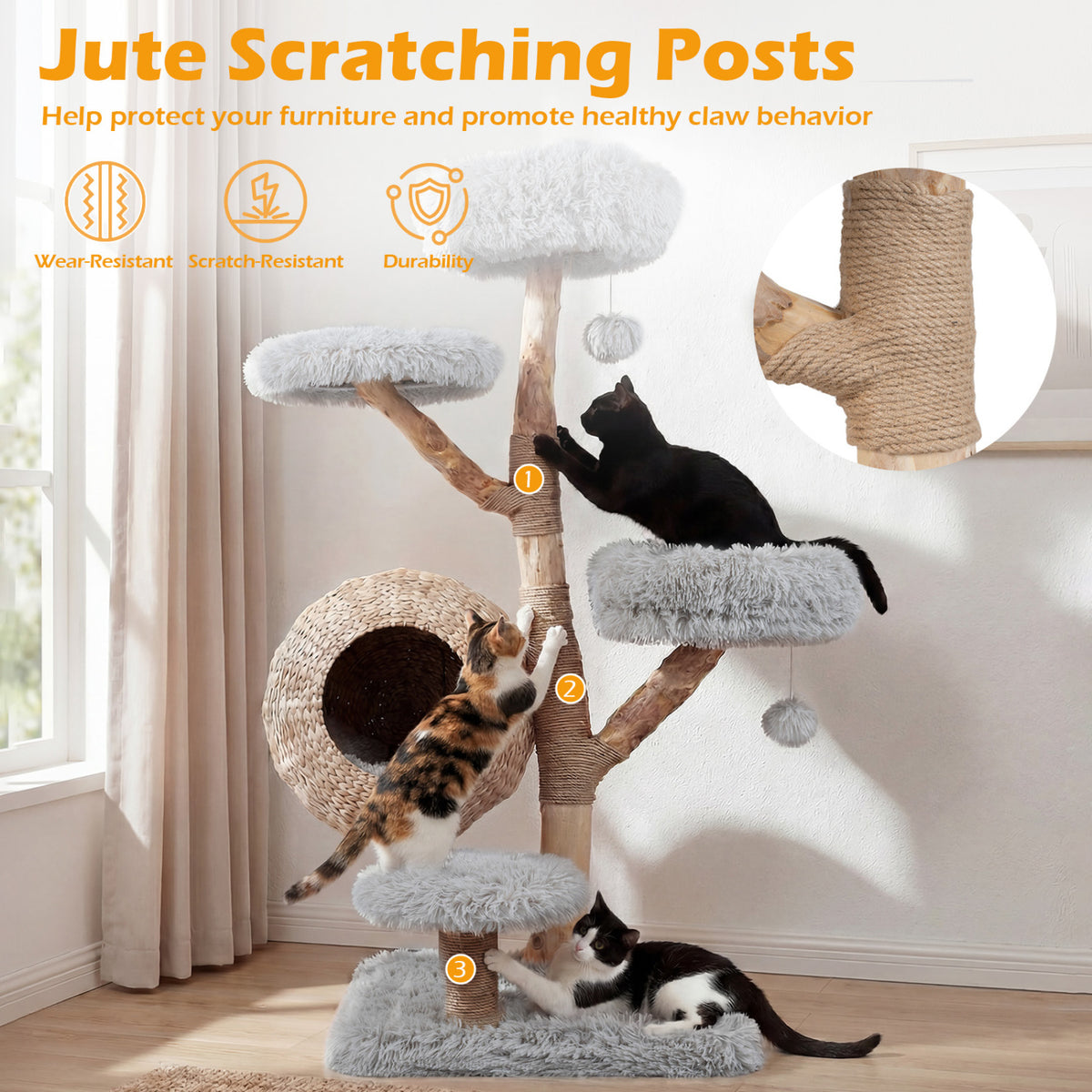 5-Tier Wooden Cat Tree, Gray Cat Trees Condos & Scratchers at Gallery Canada