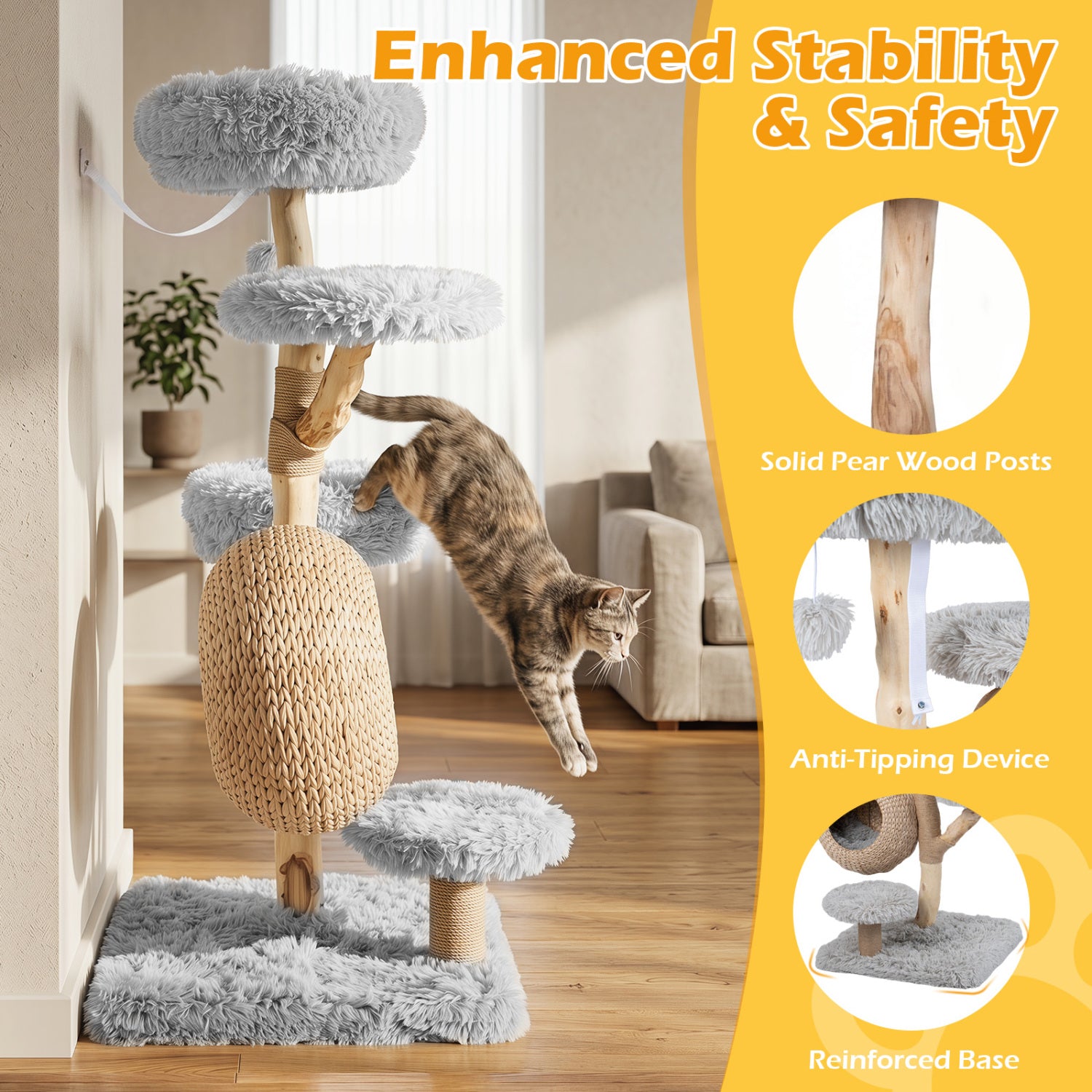 5-Tier Wooden Cat Tree, Gray Cat Trees Condos & Scratchers at Gallery Canada
