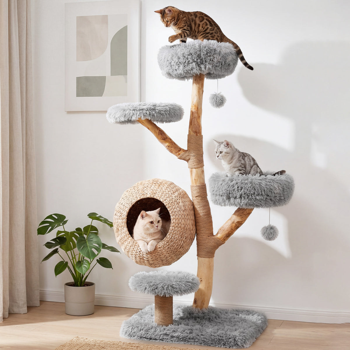 5-Tier Wooden Cat Tree, Gray Cat Trees Condos & Scratchers at Gallery Canada