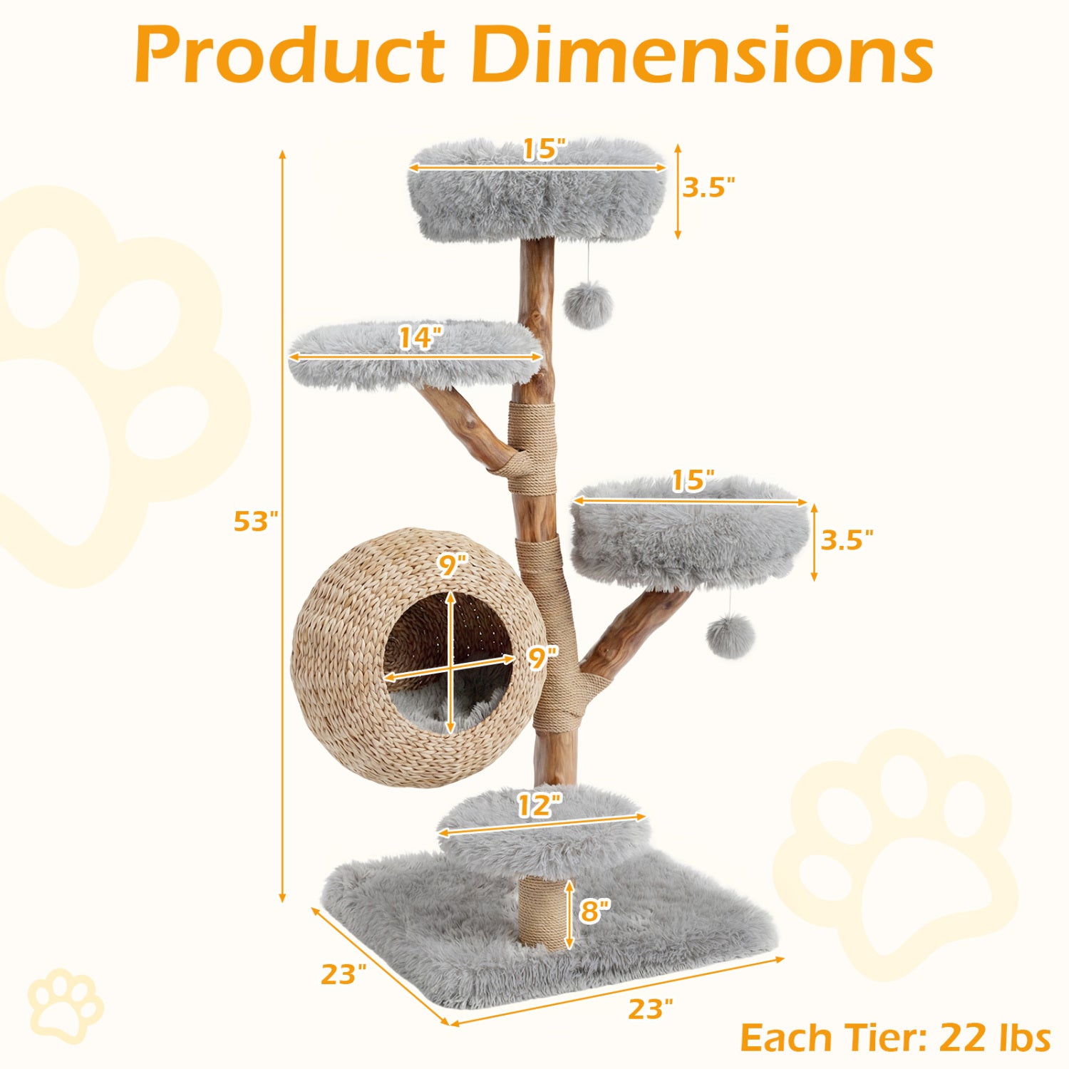 5-Tier Wooden Cat Tree, Gray Cat Trees Condos & Scratchers at Gallery Canada