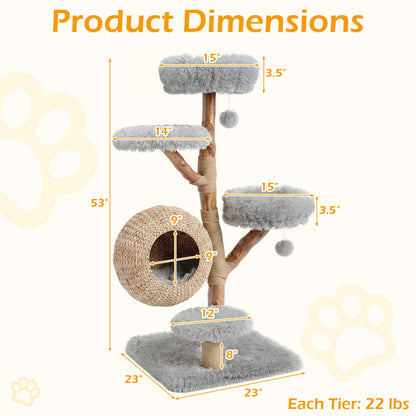 5-Tier Wooden Cat Tree, Gray Cat Trees Condos & Scratchers at Gallery Canada