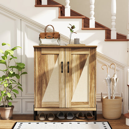 5-Tier Wooden Shoe Cabinet, Woven Rattan Doors, Natural Shoe Racks & Storage Benches at Gallery Canada