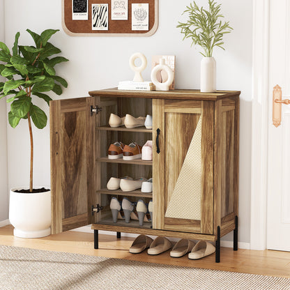 5-Tier Wooden Shoe Cabinet, Woven Rattan Doors, Natural Shoe Racks & Storage Benches at Gallery Canada