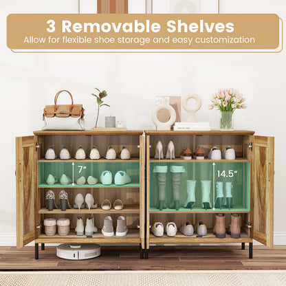 5-Tier Wooden Shoe Cabinet, Woven Rattan Doors, Natural Shoe Racks & Storage Benches at Gallery Canada