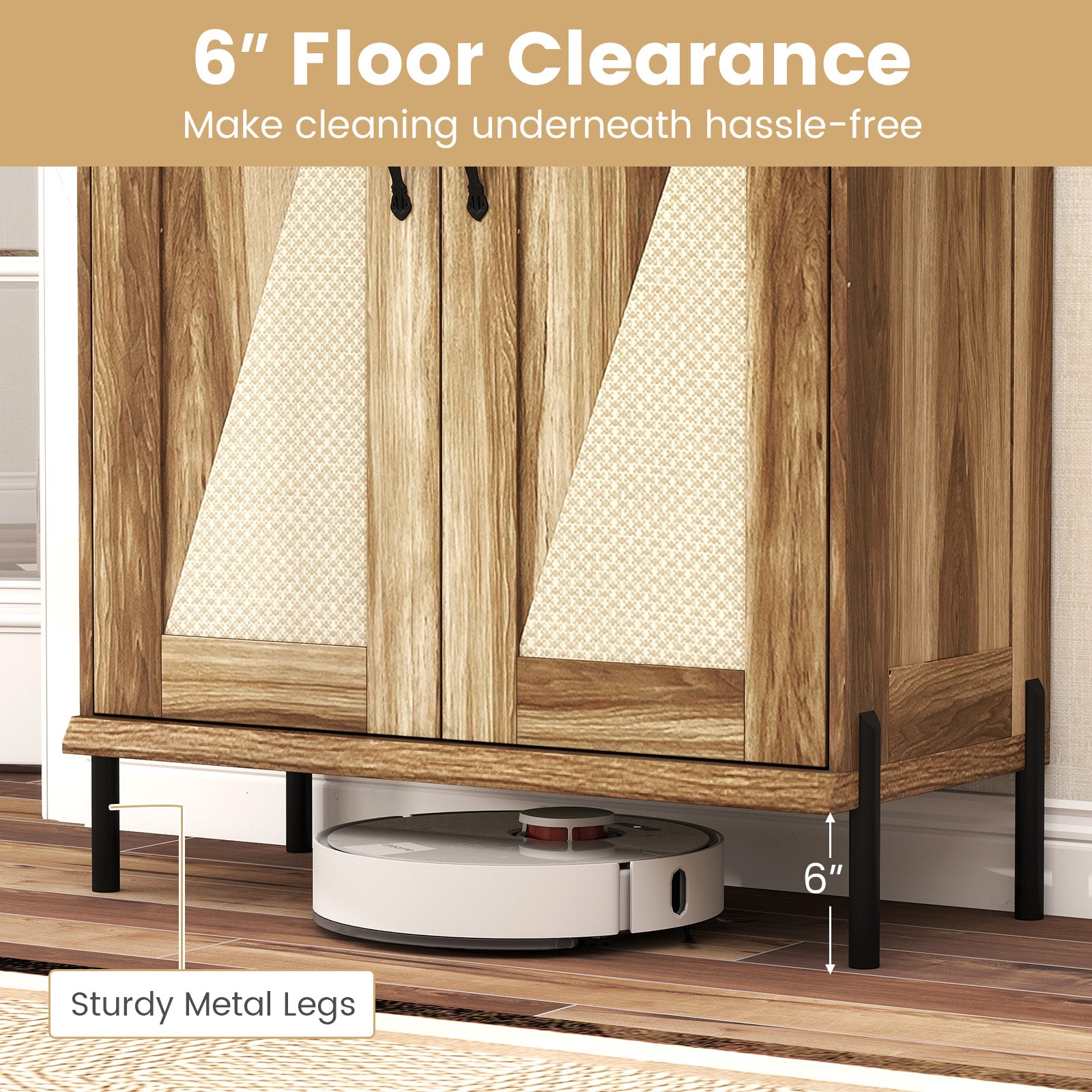 5-Tier Wooden Shoe Cabinet, Woven Rattan Doors, Natural Shoe Racks & Storage Benches at Gallery Canada