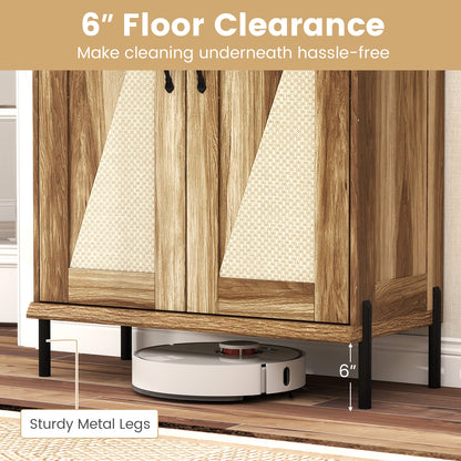 5-Tier Wooden Shoe Cabinet, Woven Rattan Doors, Natural Shoe Racks & Storage Benches at Gallery Canada