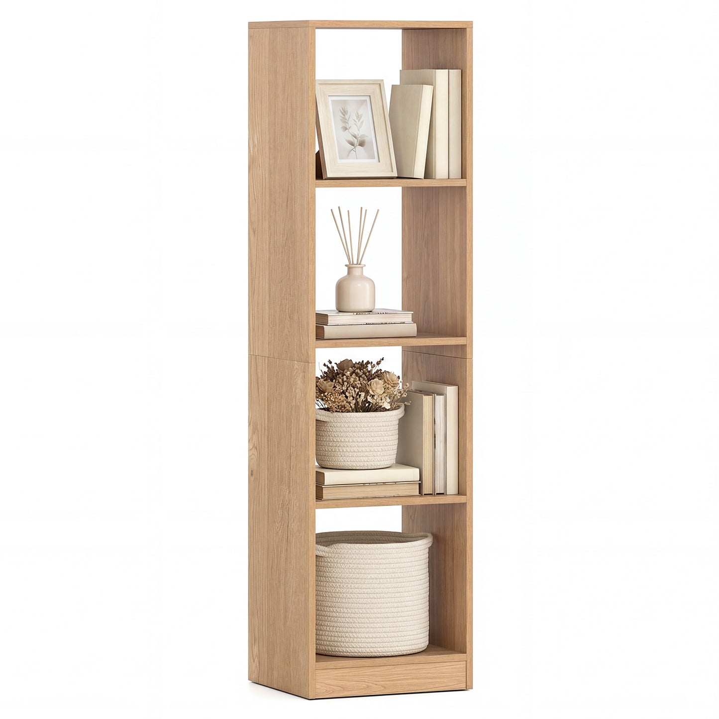 5-Tier 4-Cube Narrow Bookshelf, Anti-Tipping Kits, Natural Bookcases at Gallery Canada