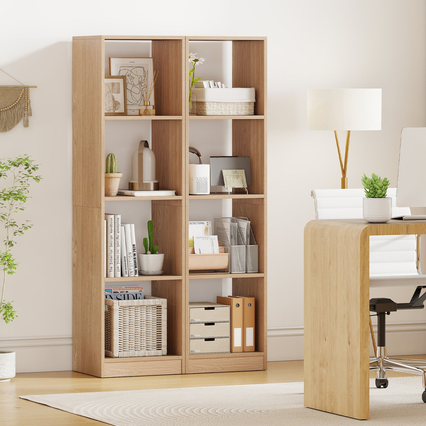 5-Tier 4-Cube Narrow Bookshelf, Anti-Tipping Kits, Natural Bookcases at Gallery Canada
