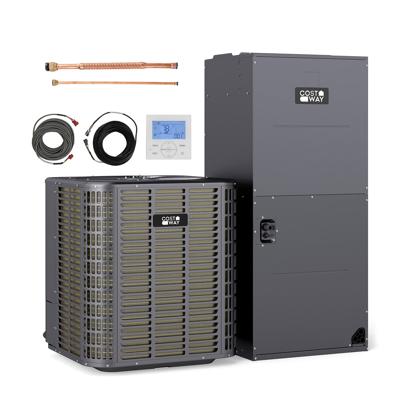 5 Ton 17 SEER2 Central Air Conditioner Heat Pump System, Gray Mini Split Air Conditioners Gray at Gallery Canada