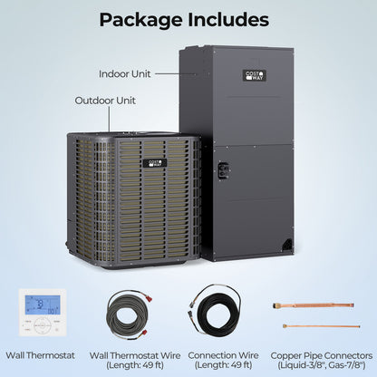 5 Ton 17 SEER2 Central Air Conditioner Heat Pump System with Multi-Position Air Handler Unit, Gray Mini Split Air Conditioners at Gallery Canada