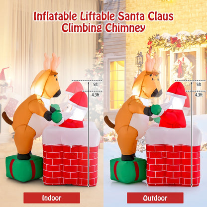 5 Feet Inflatable Liftable Santa Claus Climbing Chimney - Gallery Canada