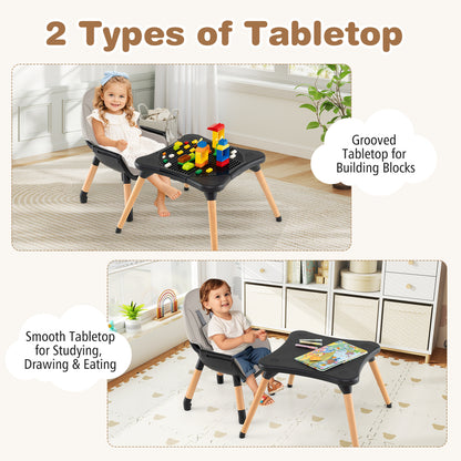 5-in-1 Baby Convertible Wooden High Chair, Detachable Tray, Black High Chairs at Gallery Canada