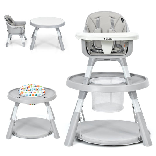 5-in-1 Baby Highchair, Height Adjustable, 2-Tier Tray, Gray High Chairs Gray at Gallery Canada
