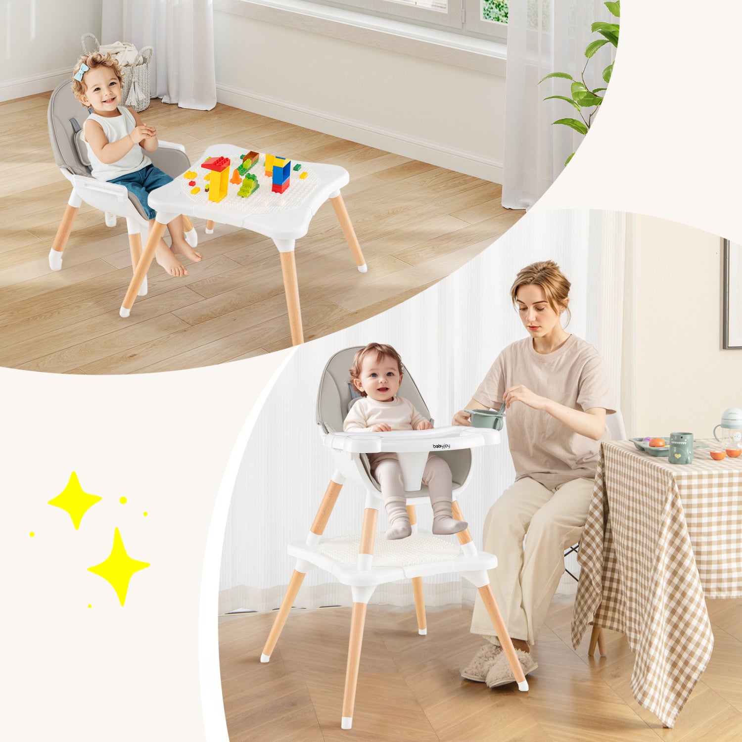 5-In-1 Baby Wooden Convertible High Chair, Gray High Chairs at Gallery Canada