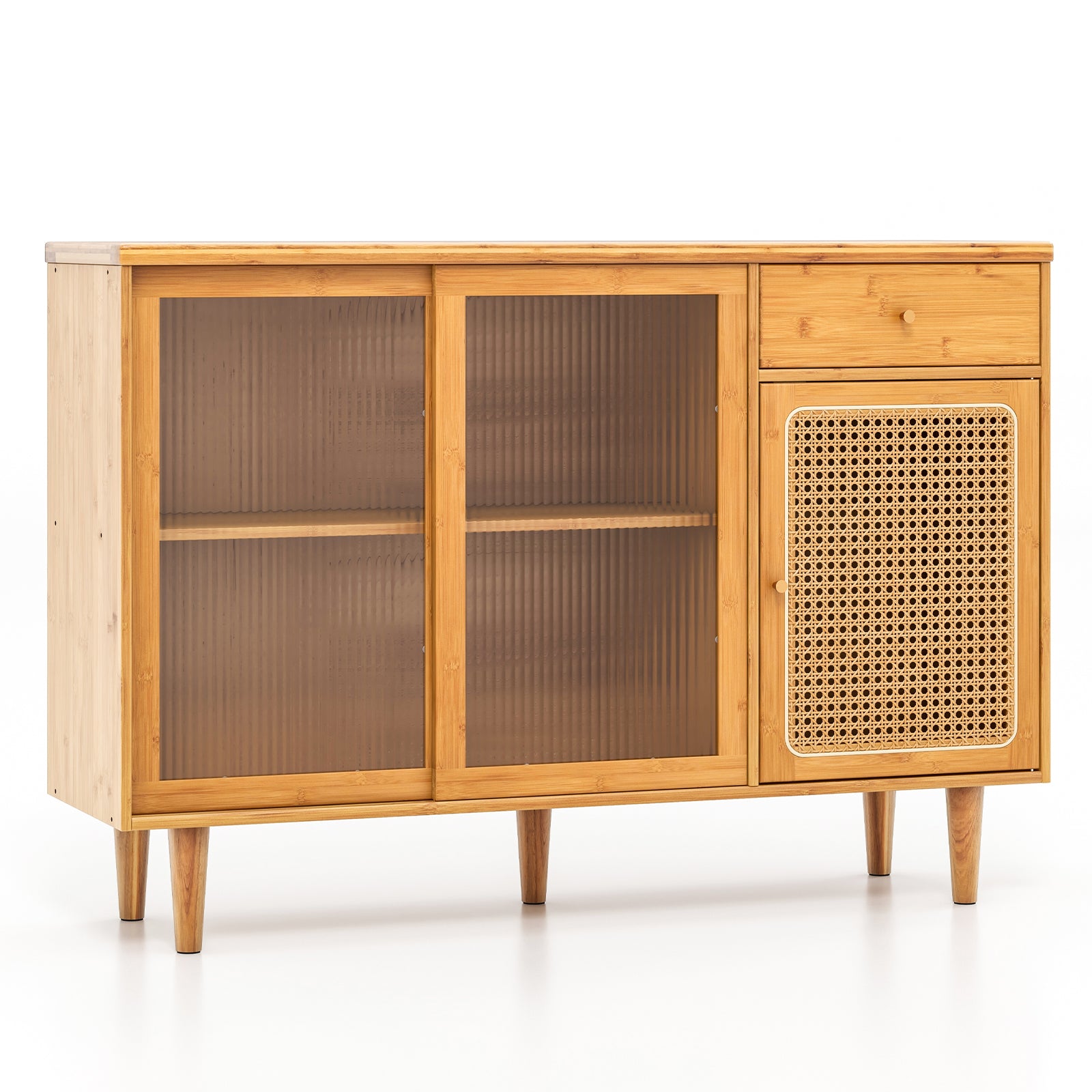 5-in-1 Dining Set, Extendable Table, 4 Chairs, Fireplace, Media Console, Bamboo Sideboard Kitchen & Dining at Gallery Canada