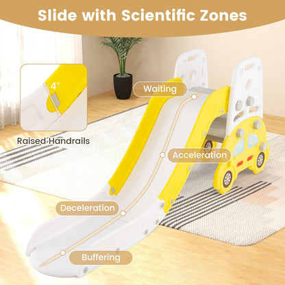 5 in 1 Convertible Toddler Slide Set Kids Art Easel with Stool and Book Rack, Yellow Climbers & Slides at Gallery Canada