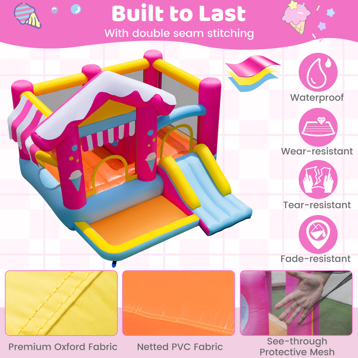 5-in-1 Inflatable Bounce House with Tunnel, Multicolor
