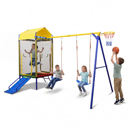 5-in-1 Kids Swing Set, Heavy-Duty Metal Stand, Yellow Swing & Playsets at Gallery Canada