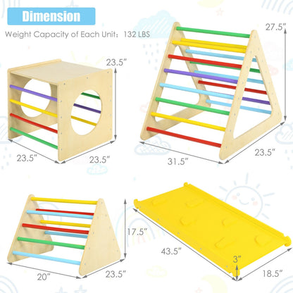 Kids Triangle Climber Play Gym Set, 2 Ramps, Natural Climbers & Slides at Gallery Canada