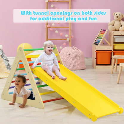 Kids Triangle Climber Play Gym Set, 2 Ramps, Natural Climbers & Slides at Gallery Canada