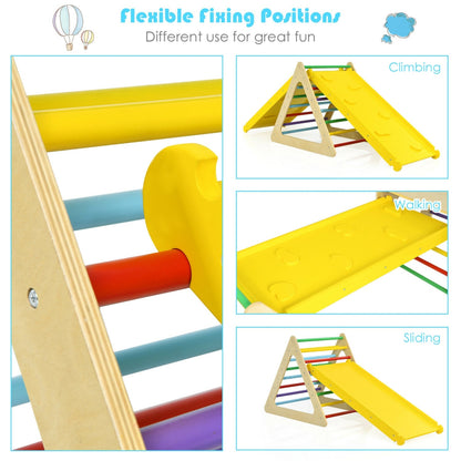 Kids Triangle Climber Play Gym Set, 2 Ramps, Natural Climbers & Slides at Gallery Canada
