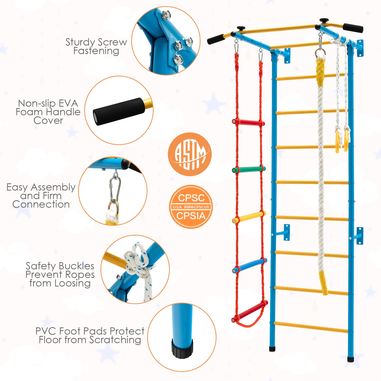5-In-1 Swedish Ladder, Folding Baby Play Mat, Blue Climbers & Slides at Gallery Canada