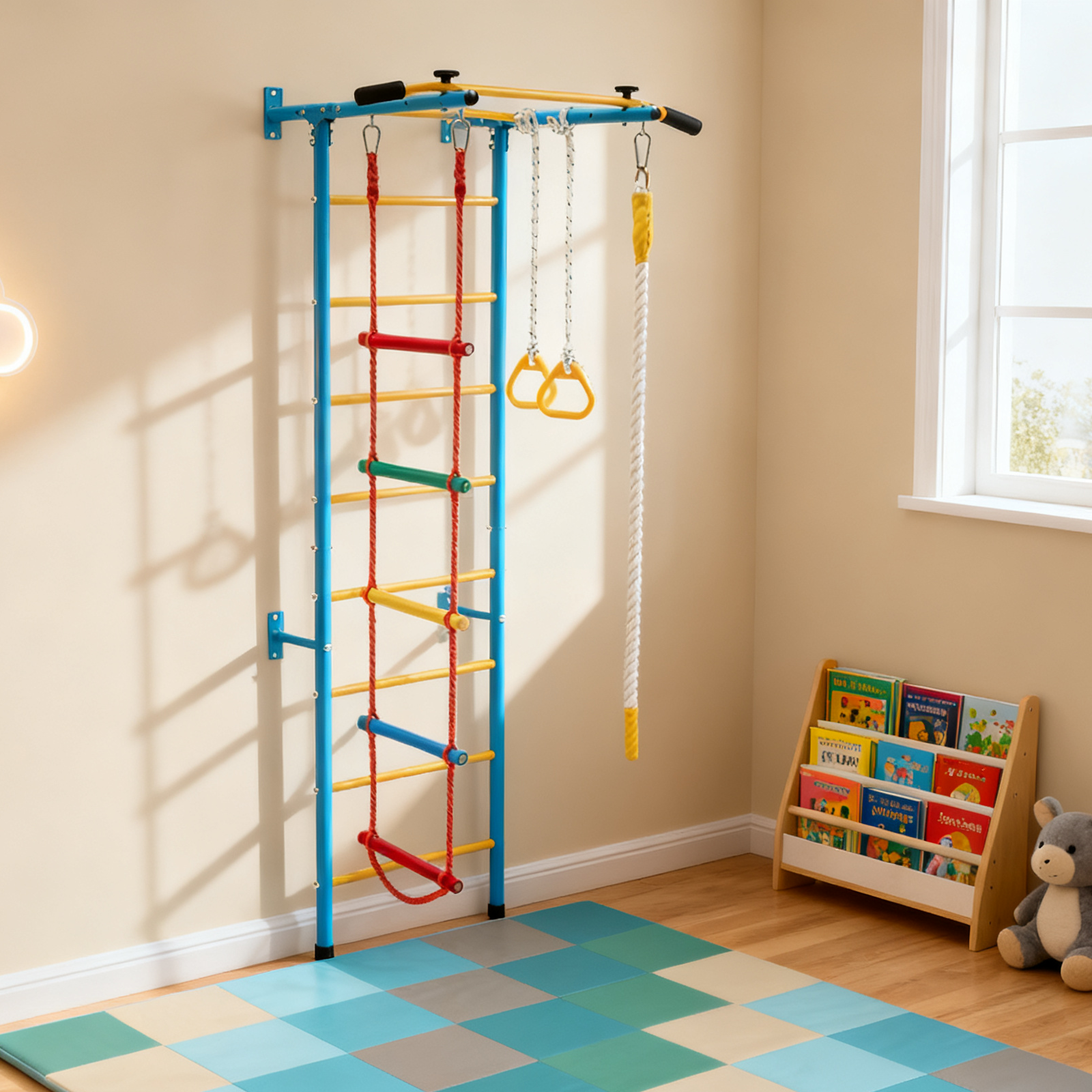 5-In-1 Swedish Ladder, Folding Baby Play Mat, Blue Climbers & Slides at Gallery Canada