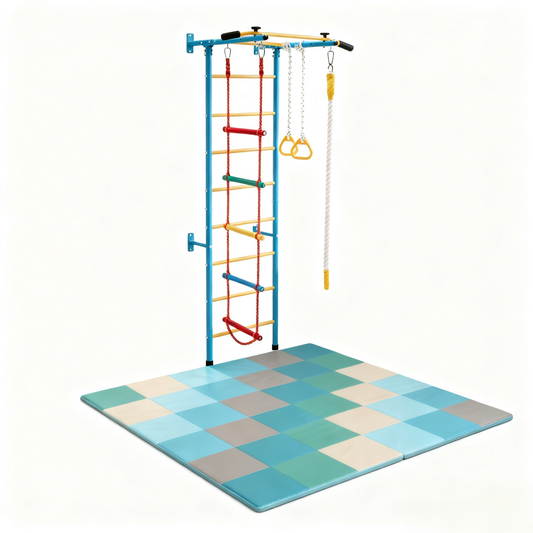 5-In-1 Swedish Ladder, Folding Baby Play Mat, Blue Climbers & Slides Blue at Gallery Canada