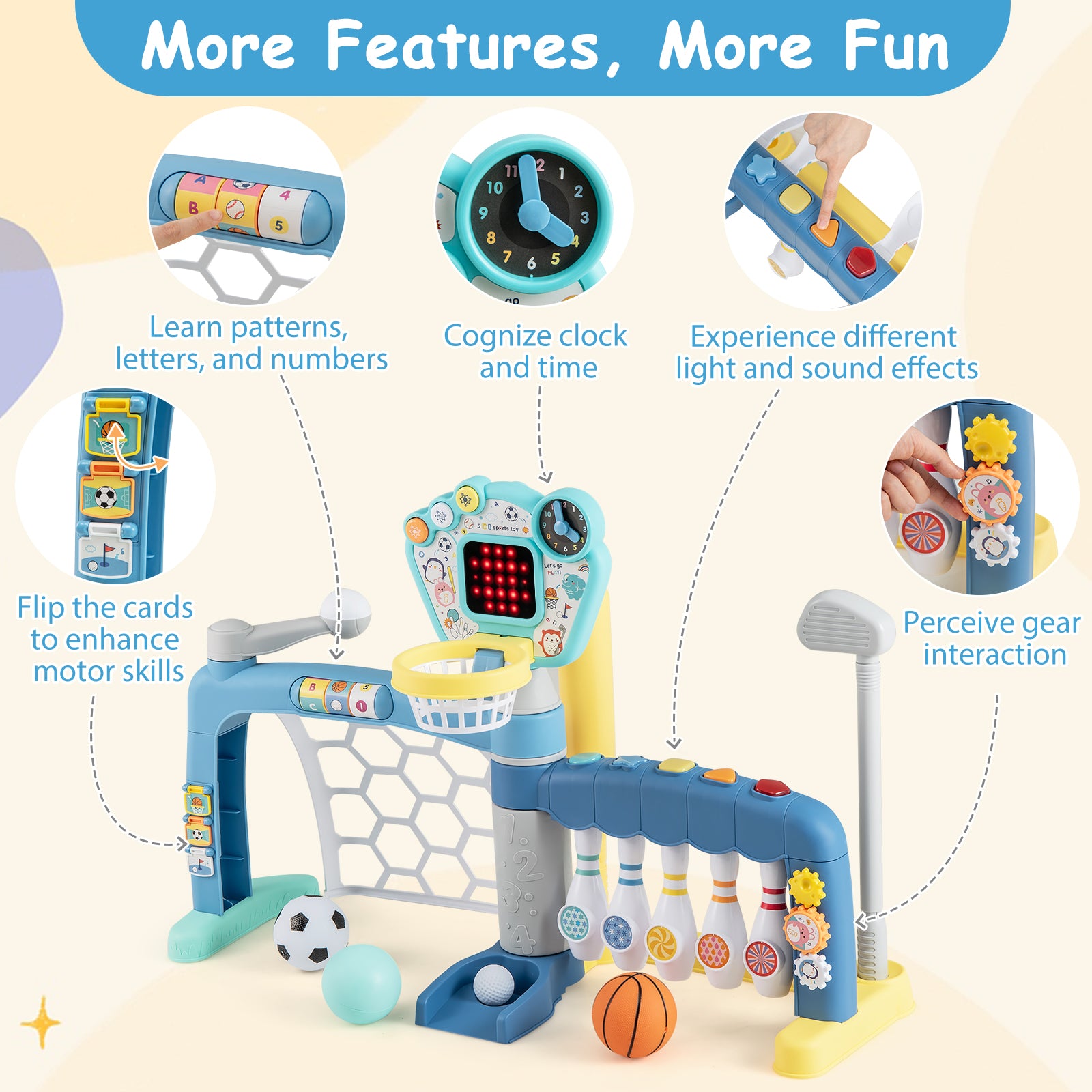 5 In 1 Toddler Sports Toy, Adjustable Basketball Hoop, 18 Months+ Toy Sports at Gallery Canada