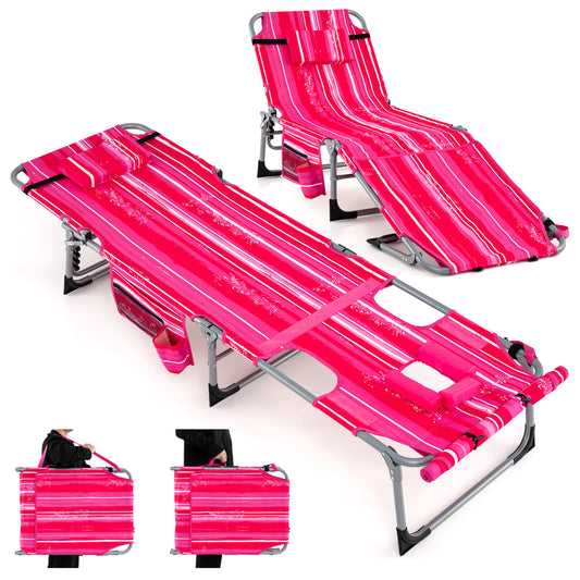 5-Position Outdoor Folding Chaise Lounge Chair, Rose Red Outdoor Seating & Patio Chairs Rose Red at Gallery Canada
