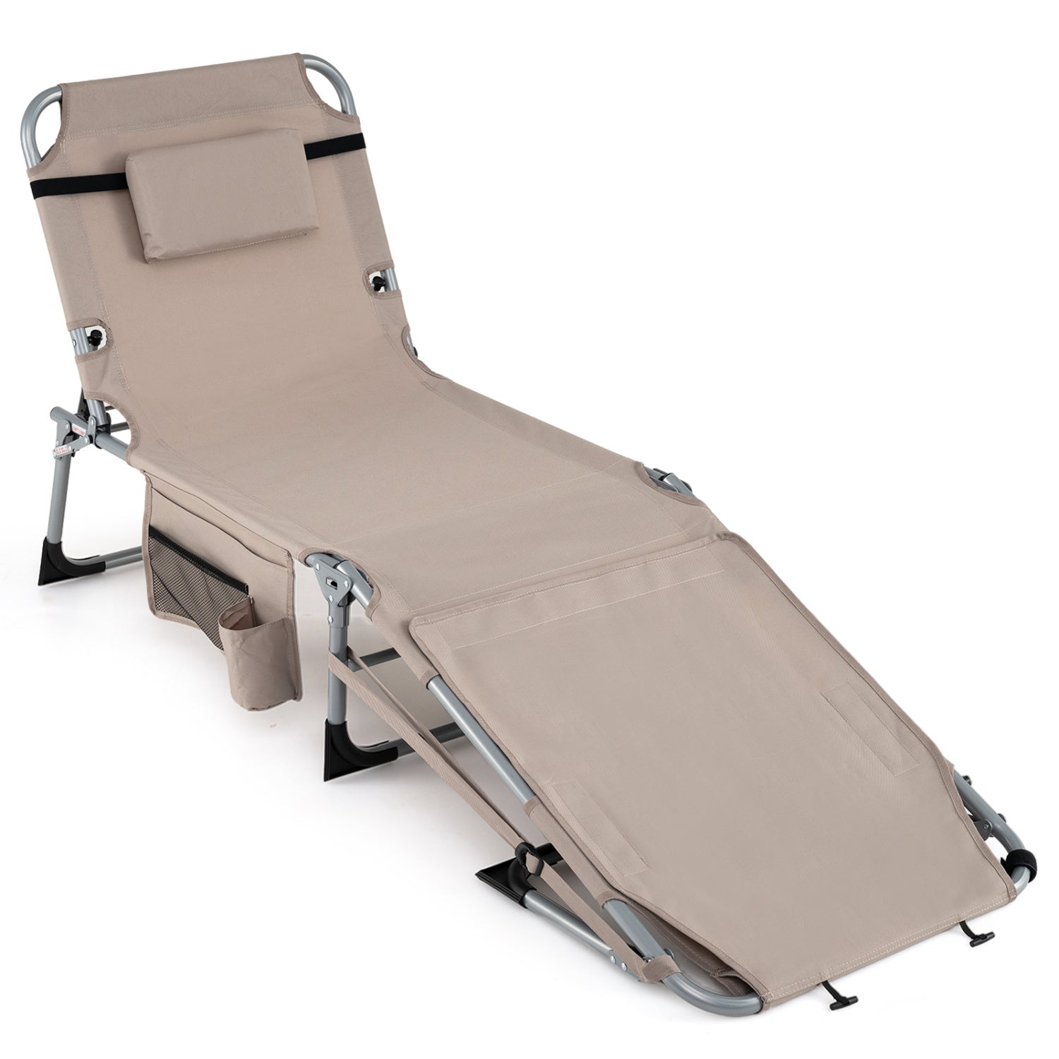 5-Position Outdoor Folding Chaise Lounge Chair, Beige Outdoor Seating & Patio Chairs Beige at Gallery Canada