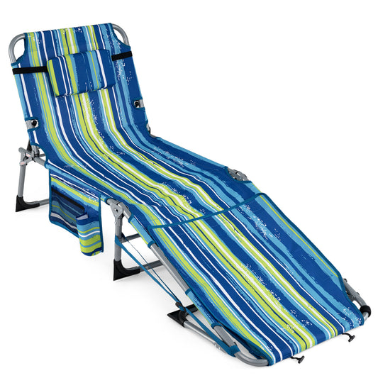 5-Position Outdoor Folding Chaise Lounge Chair, Blue And Green Outdoor Seating & Patio Chairs Blue & Green at Gallery Canada