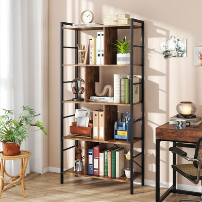 5-tier Bookcase 61 Inch Tall Industrial Bookshelf with Metal Frame Bookcases at Gallery Canada