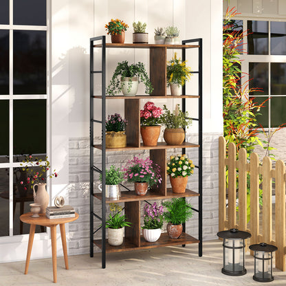 5-tier Bookcase 61 Inch Tall Industrial Bookshelf with Metal Frame Bookcases at Gallery Canada