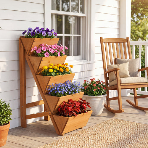 5-Tier Vertical Raised Garden Bed, Elevated Planter Box With Legs, Orange