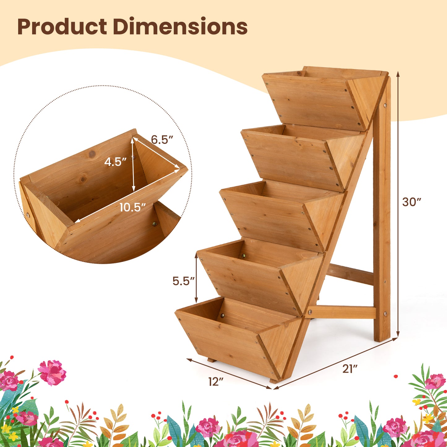 5-Tier Vertical Raised Garden Bed, Elevated Planter Box With Legs, Orange Raised Garden Beds at Gallery Canada