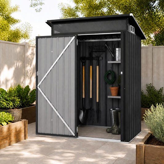 5 x 3 FT Outdoor Storage Shed, Lockable Door, Gray Sheds & Outdoor Storage Gray at Gallery Canada