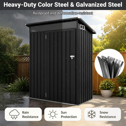 5 x 3 FT Outdoor Storage Shed, Lockable Door, Gray