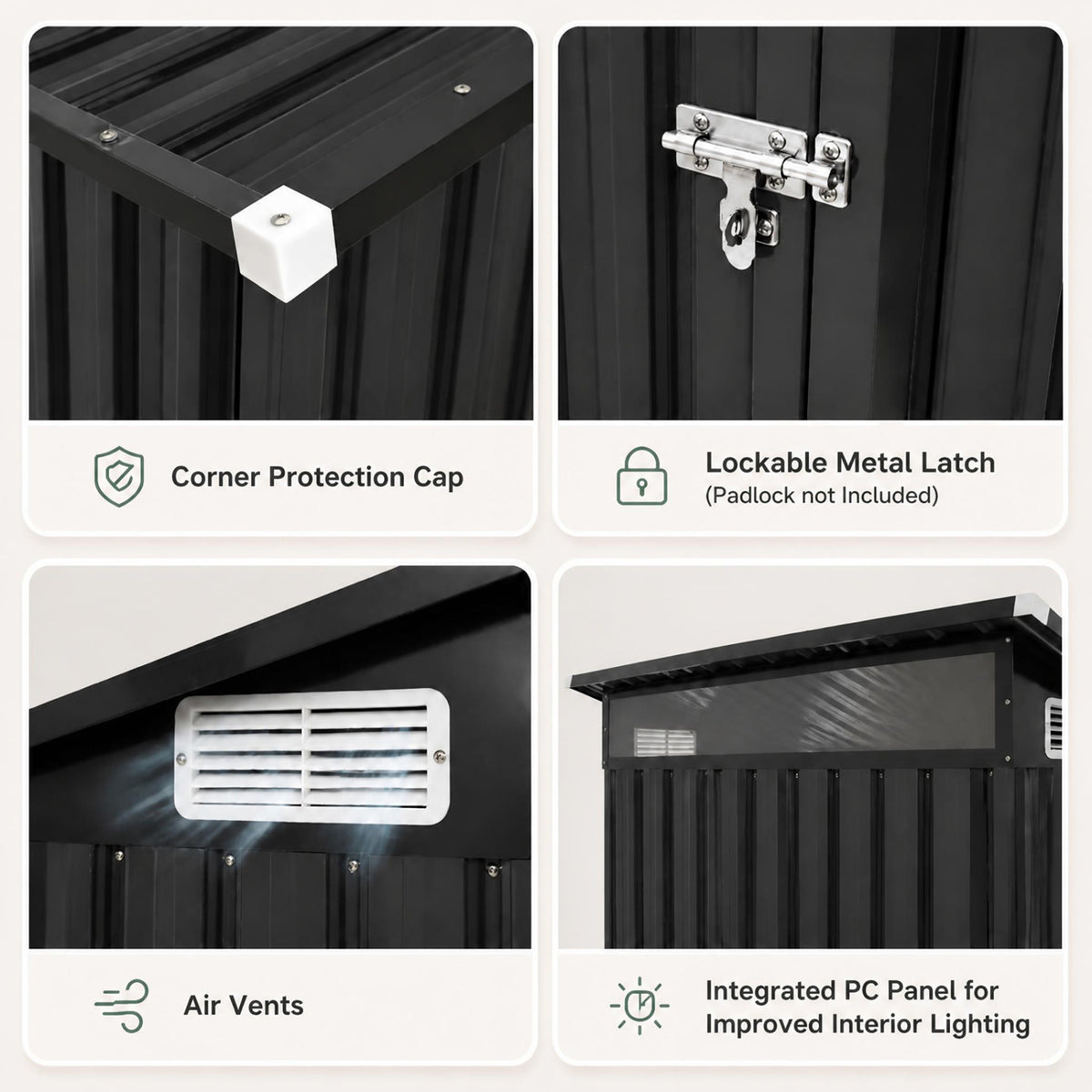 5 x 3 FT Outdoor Storage Shed, Lockable Door, Gray