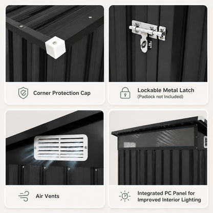 5 x 3 FT Outdoor Storage Shed, Lockable Door, Gray