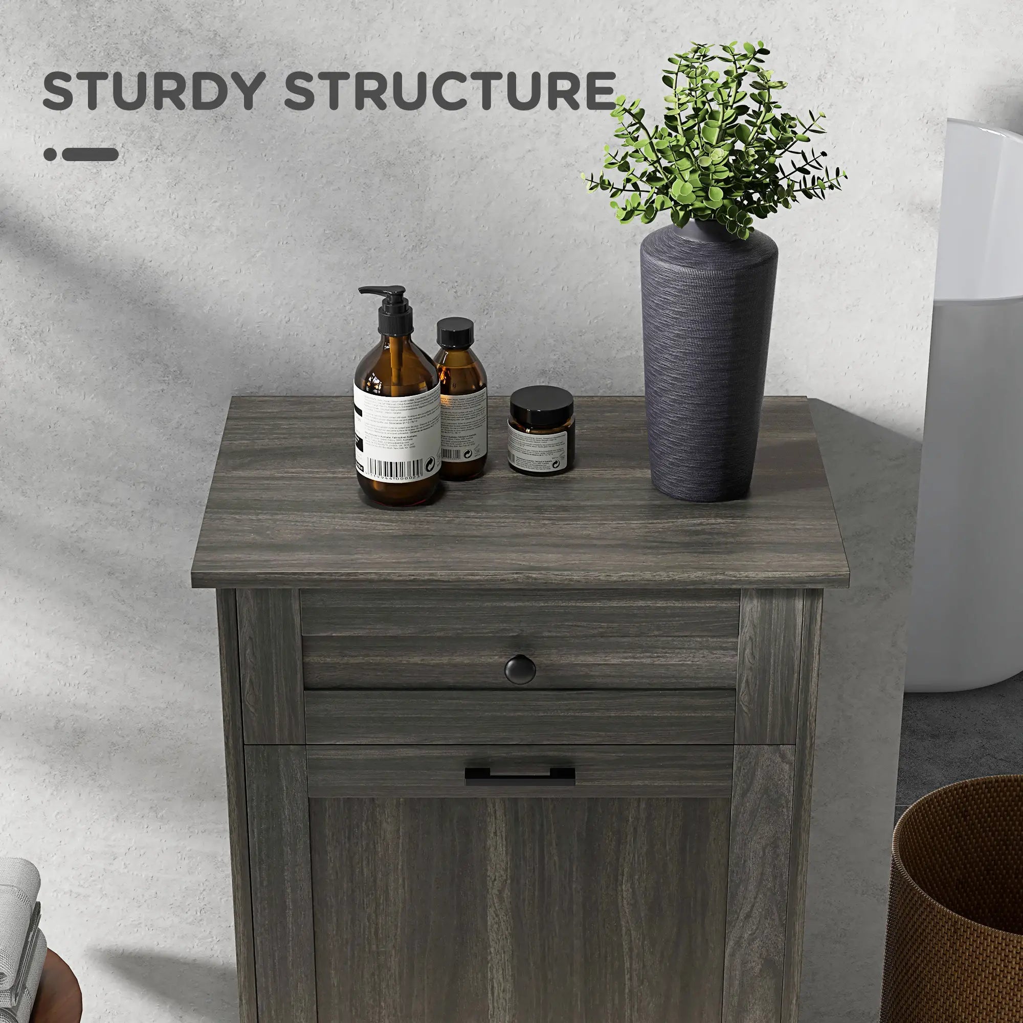 Kitchen Tilt Out Trash Bin Cabinet, Free Standing, Charcoal Grey Storage Cabinets at Gallery Canada
