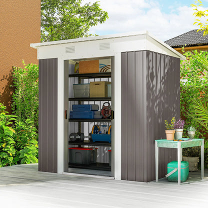 6' x 4' Outdoor Storage Shed, Metal Garden Tool Organizer, Light Grey Sheds at Gallery Canada