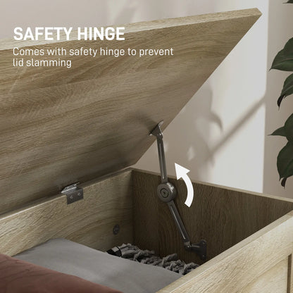 31.5 Inches Storage Chest, Wooden Trunk with Safety Hinge, Natural Wood Grain Storage Cabinets at Gallery Canada