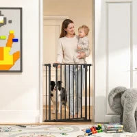 30-32In Baby Pet Gate 36In H Auto-Close Two-Way, Black