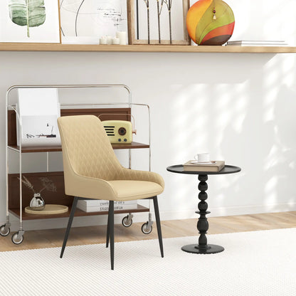 Modern Dining Chairs Set of 2, PU Leather, Metal Legs, Khaki Dining Chairs at Gallery Canada