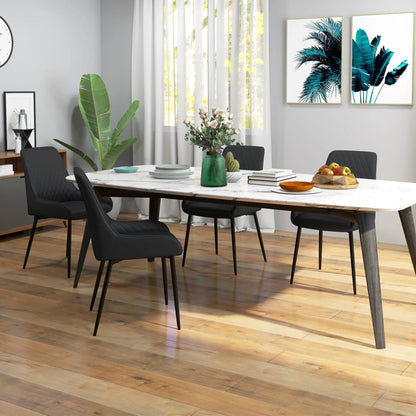 Modern Dining Chairs Set of 4, PU Leather, Metal Legs, Black Bar Stools at Gallery Canada