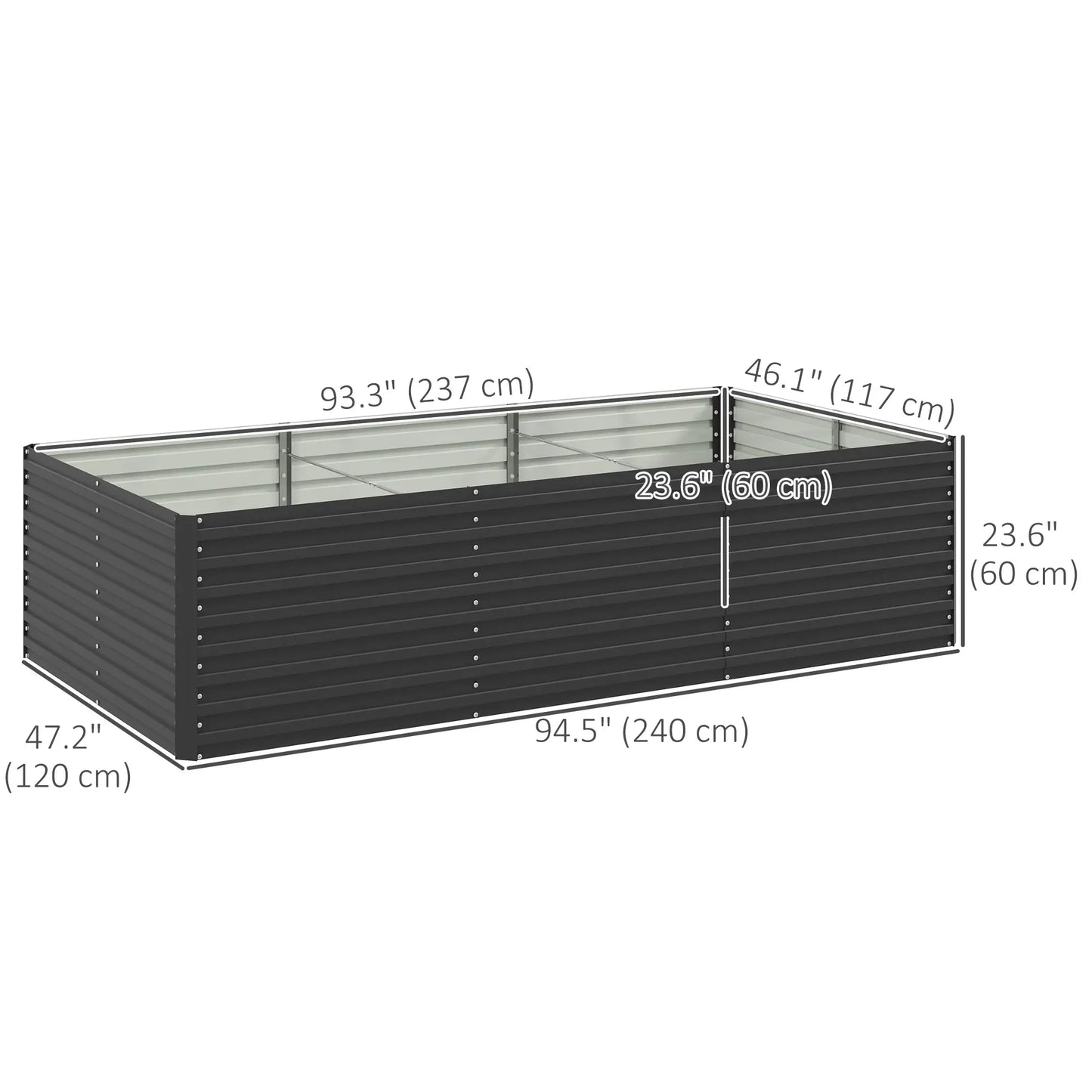 8' x 4' x 2' Raised Garden Bed, Galvanized Planter Box, Dark Grey Raised Garden Beds at Gallery Canada
