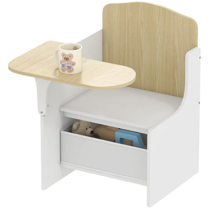 Ensemble de table et chaises pour enfants avec bac de rangement, âges 3-5, blanc