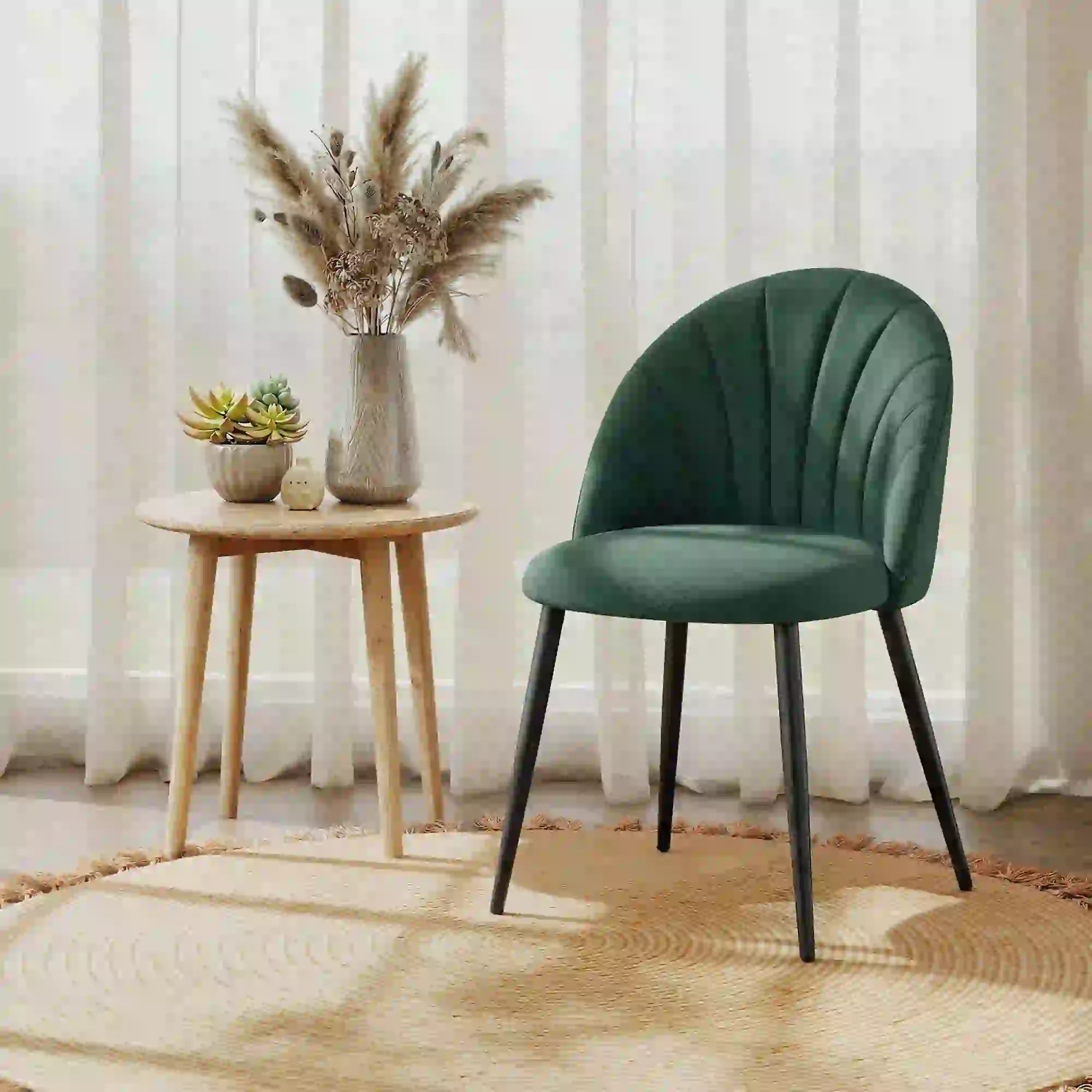 Modern Dining Chairs Set of 4, Upholstered with Metal Legs, Green Dining Chairs at Gallery Canada