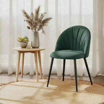 Modern Dining Chairs Set of 4, Upholstered with Metal Legs, Green Dining Chairs at Gallery Canada